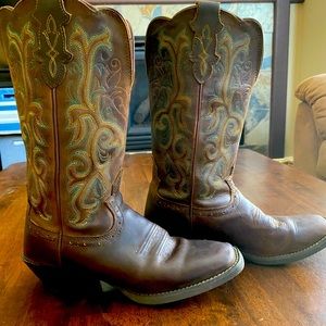 Justin Women’s Brown Leather Durant Stampede Boots 7.5B